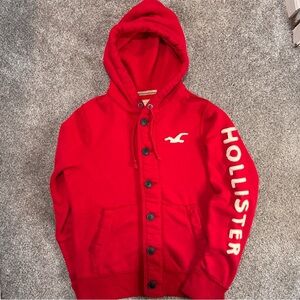 Hollister Button Red Hoodie